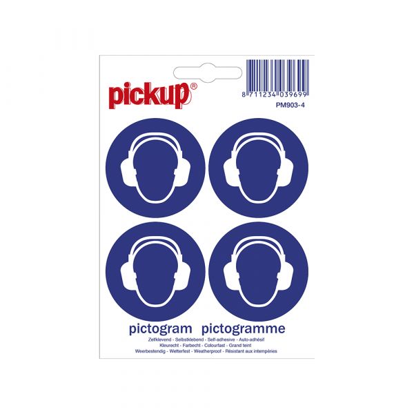 Portez un autocollant de protection auditive - 47 mm rond 4 pièces.