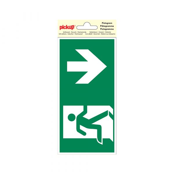 Autocollant de sortie de secours vers le bas - 100x200 mm.