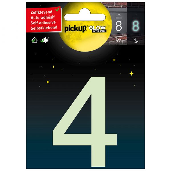 Chiffre 4 phosphorescent - 75 mm autocollant.