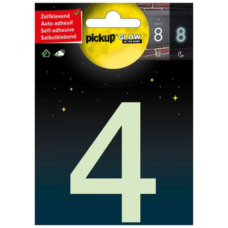 Chiffre 4 phosphorescent - 75 mm autocollant.