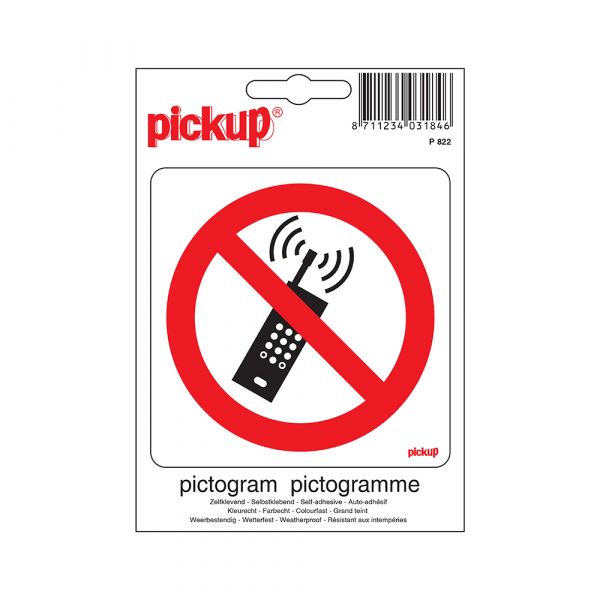 Autocollant interdit à la foule. téléphones - 100x100 mm.