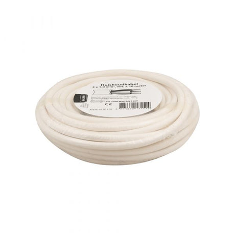 Câble domestique 3x1,0 blanc 10 mètres.