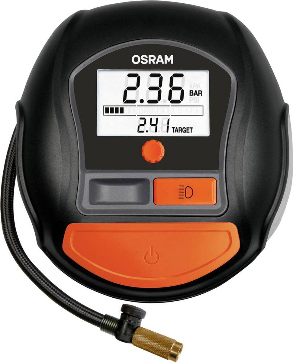 Affichage numérique du compresseur Osram, protection contre les surcharges, avec lampe de travail, espace de rangement pour le cordon