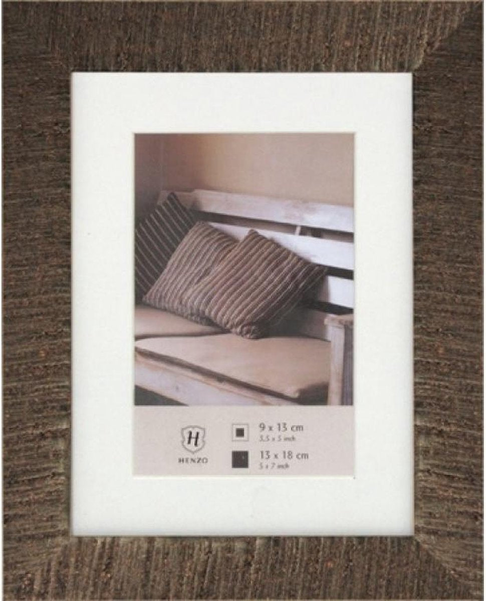 Cadre photo Henzo - - bois flotté - format photo 20x30 cm - marron foncé