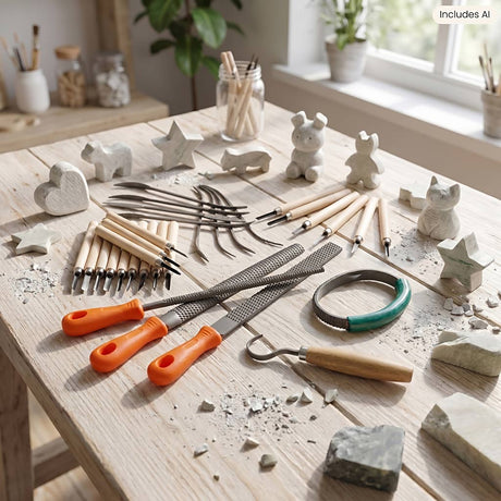 Jeu d'outils en pierre ollaire Creativ Company, 1 jeu