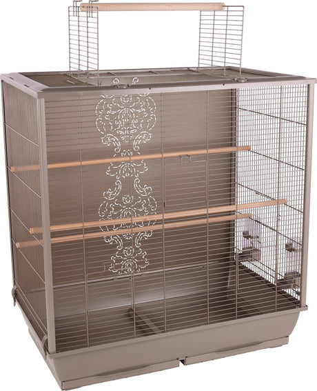 Volière Flamingo perruche cage ibis taupe – cage à oiseaux spacieuse avec perchoirs, gamelles à nourriture ouverture sur le toit – 78x48x81,5 cm