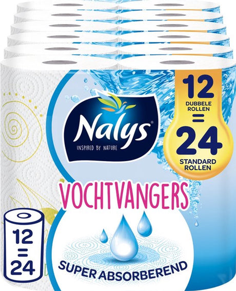 Papier essuie-tout absorbant l'humidité Nalys - 12 rouleaux doubles (12=24) - pack économique