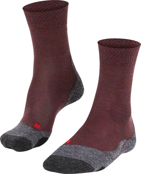 Falke tk2 mélange anti-ampoules laine épaisse matériau fonctionnel chaussettes de marche femme rouge - taille 37-38