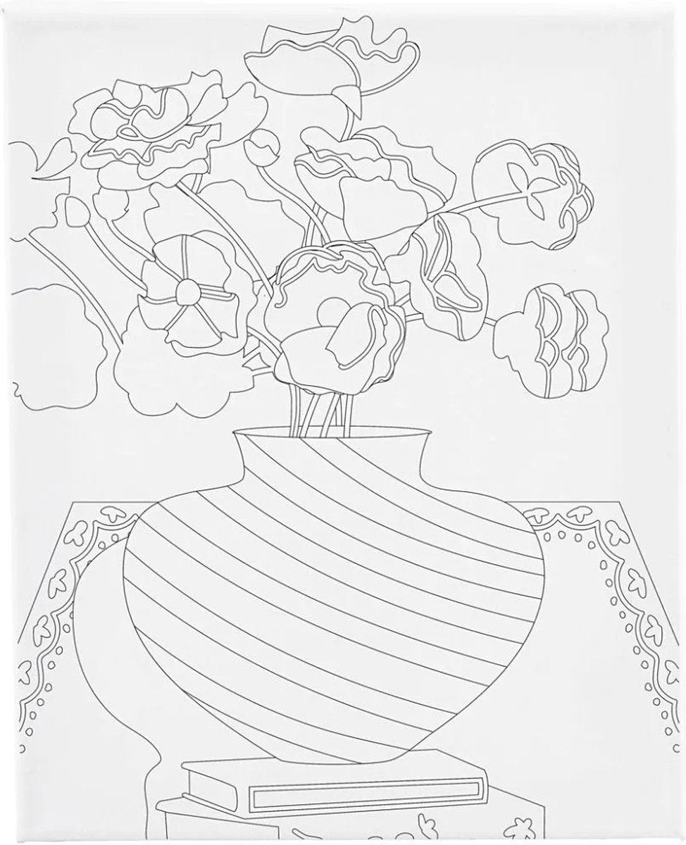Toile à peindre Creativ company avec imprimé bouquet dans un vase - 24x30cm
