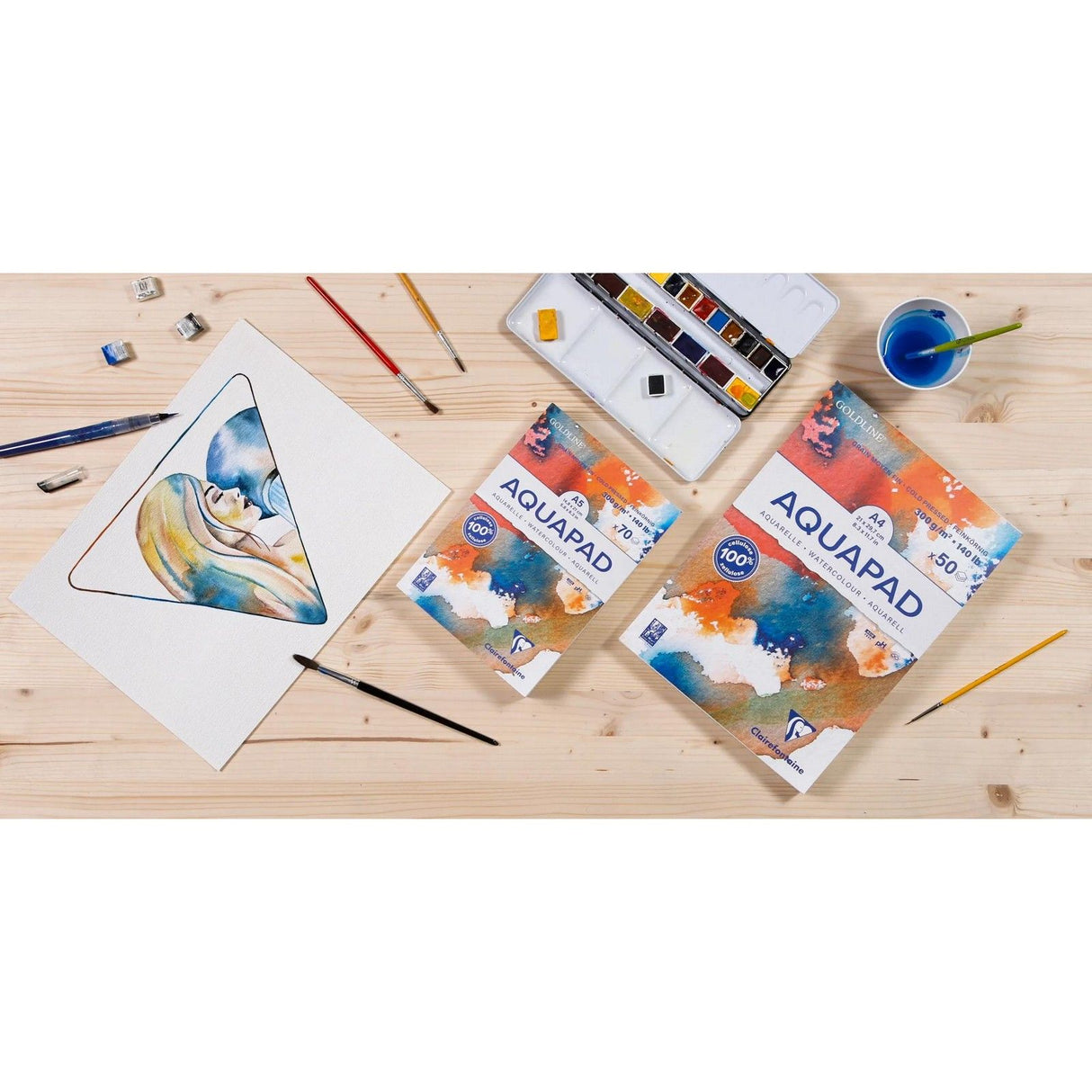 Clairefontaine • papier aquarelle aquapad 300g texture fine a4 50x