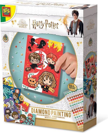 Ses creative - harry potter - peinture diamant - 180 autocollants diamant et 5 cartes mosaïque - kit de bricolage pour enfants
