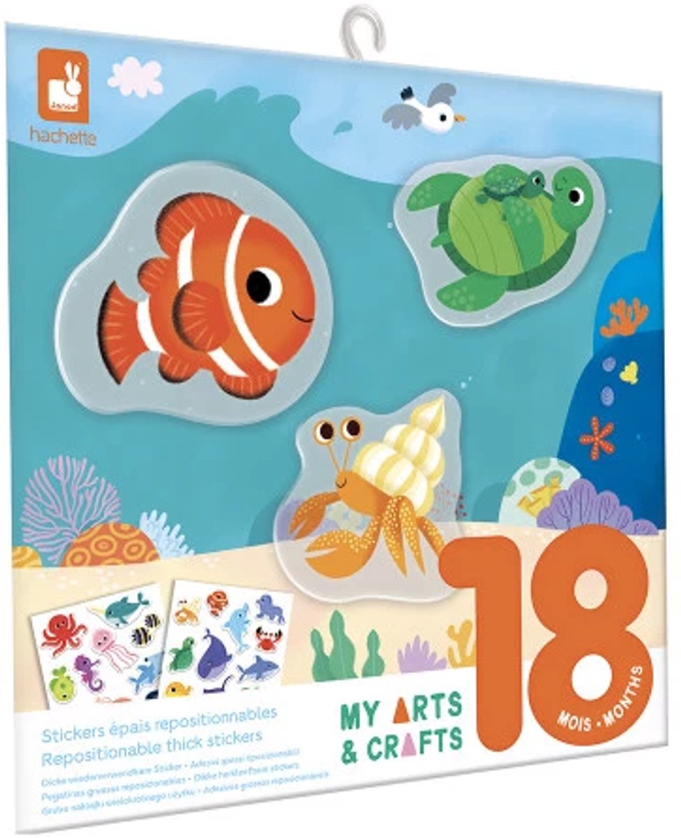 Janod - carnet d'autocollants - animaux marins - 30 autocollants