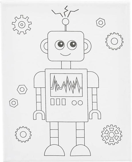 Creativ company toile de peinture avec impression, robot, d: 1,6 cm, taille 24x30 cm, 360 g, 1 pièce