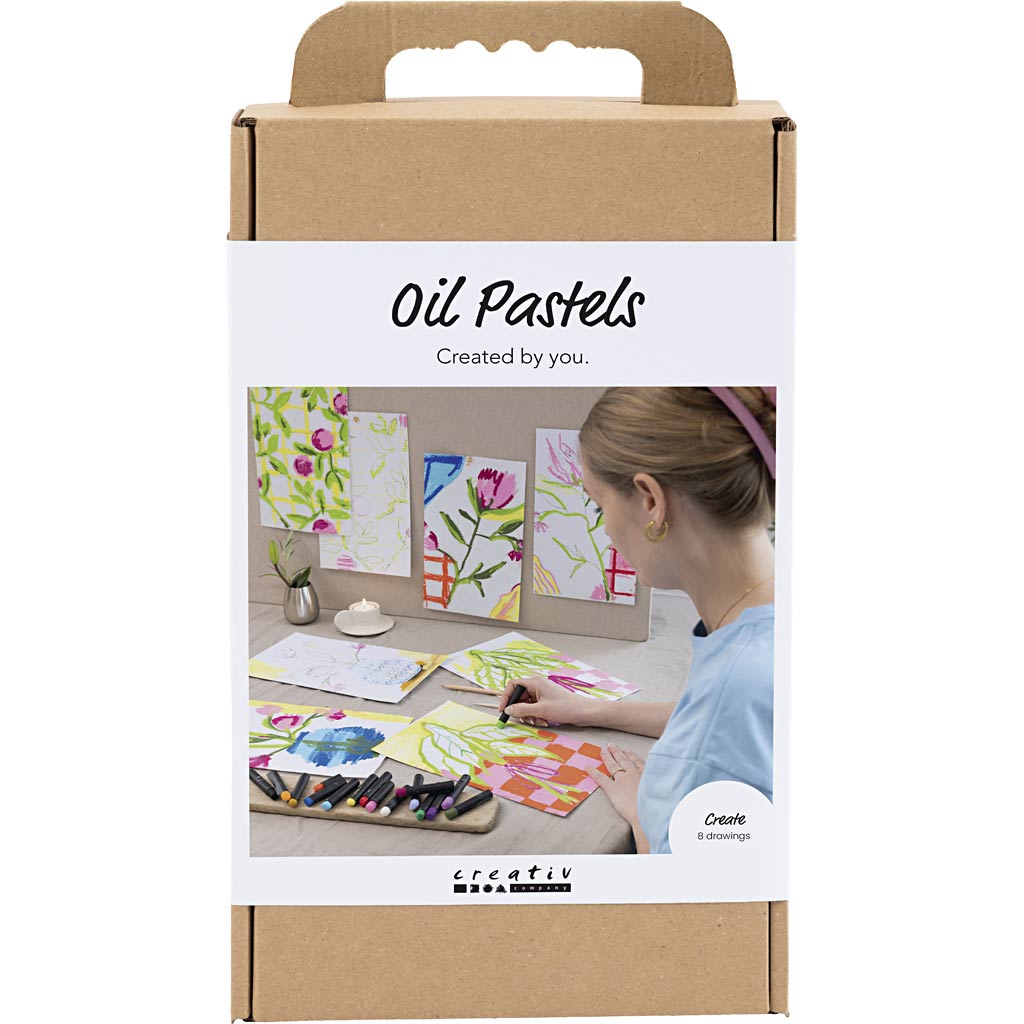 Creativ company hobby set pastel à l'huile, fleurs, différentes couleurs, 1 boîte