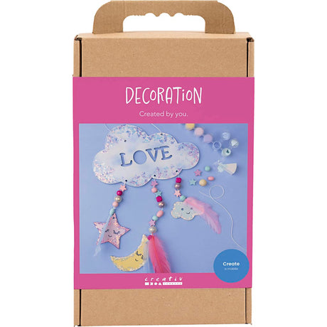 Creativ company hobby set décoration, nuage, lune, étoile, couleurs pailletées, couleurs pastel, 1 boîte