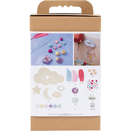 Creativ company hobby set décoration, nuage, lune, étoile, couleurs pailletées, couleurs pastel, 1 boîte
