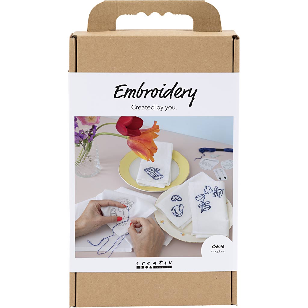 Creativ company hobby set broderie, serviettes, blanc cassé, 1 boîte