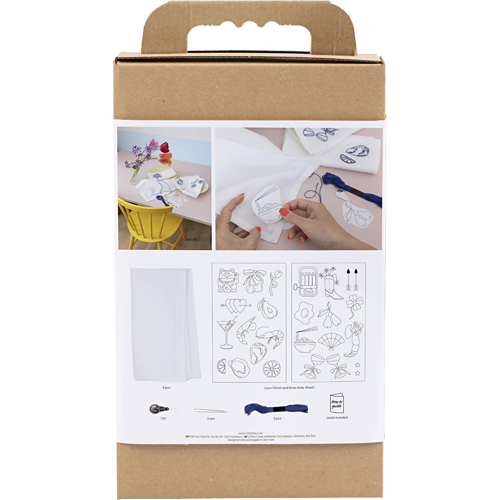 Creativ company hobby set broderie, serviettes, blanc cassé, 1 boîte