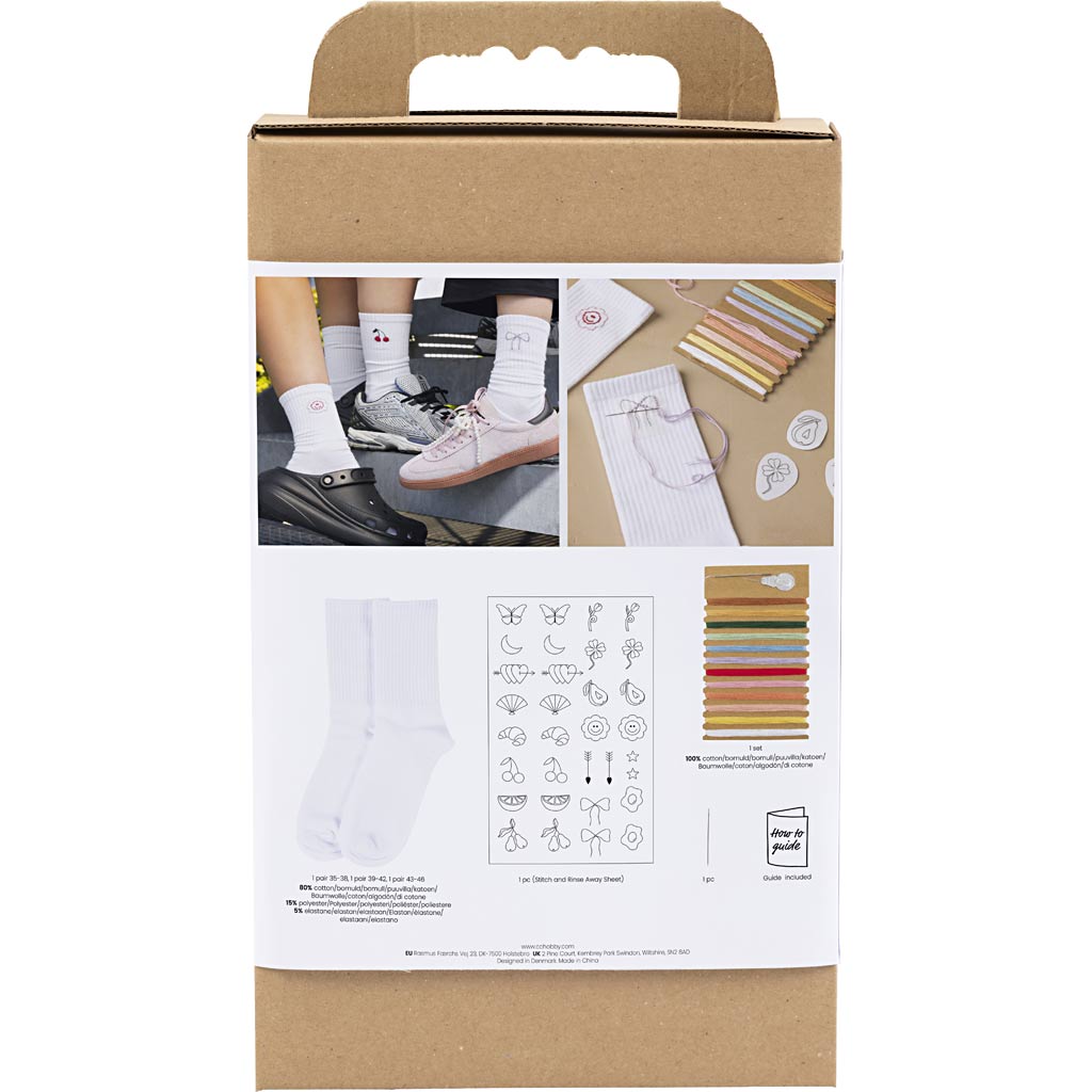Creativ company hobby set broderie, chaussettes, blanc, 1 boîte