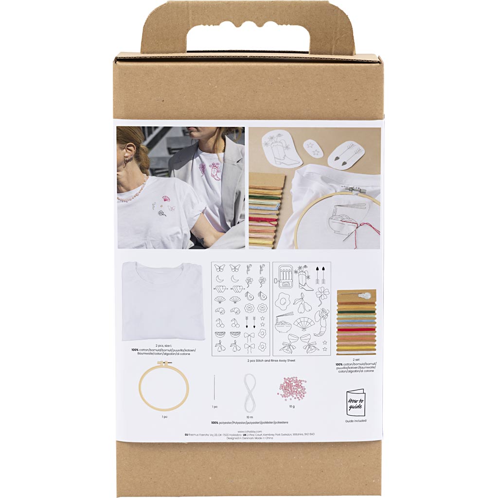 Creativ company hobby set broderie, t-shirt, blanc, 1 boîte