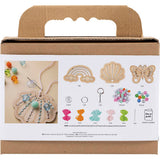 Creativ company mini set de loisirs broderie, papillon, coquillage, arc-en-ciel, différentes couleurs, 1 boîte