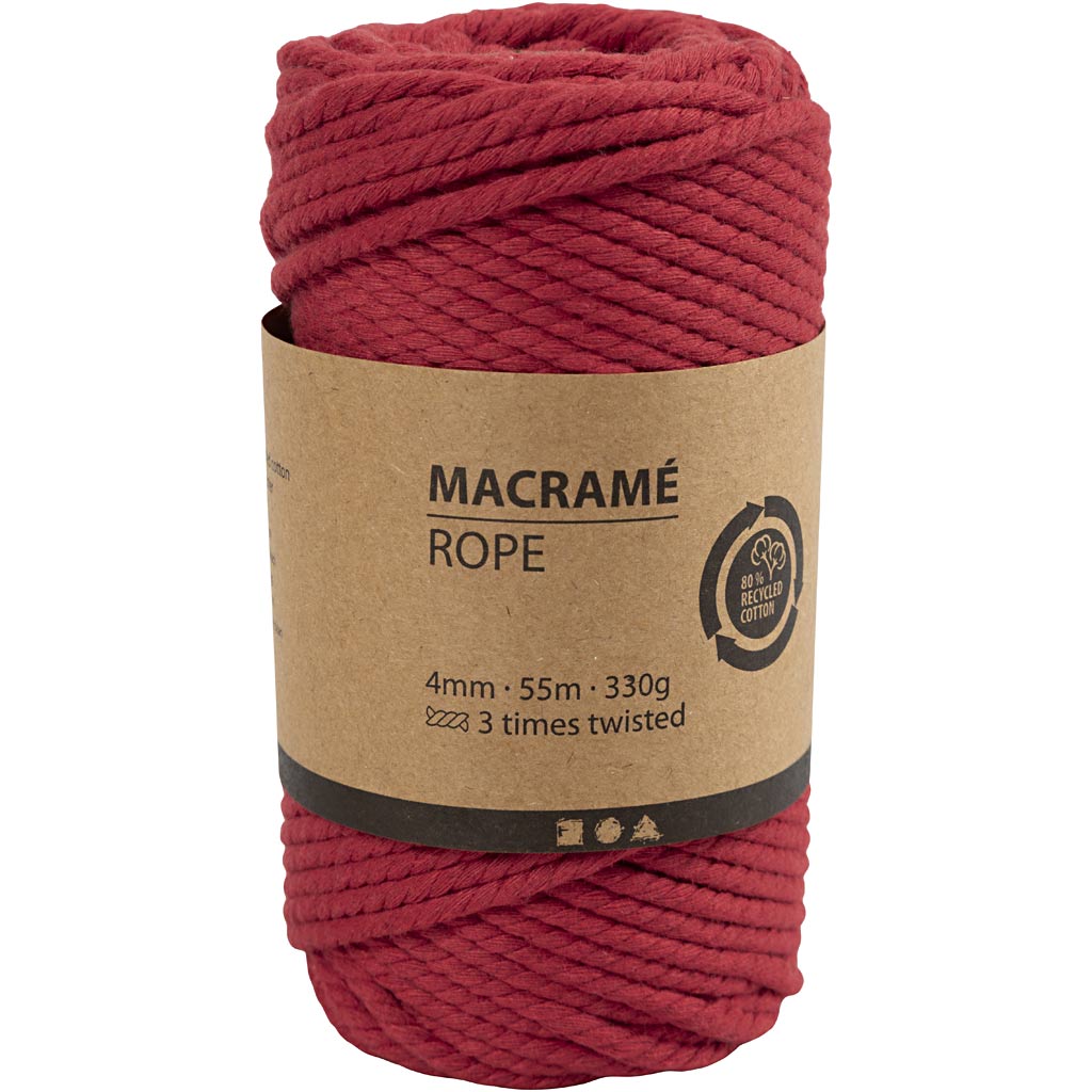 Creev Company Macrame Cord Red, 55m