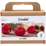 Creativ company hobby set crochet, boules de Noël, rouge, 1 boîte