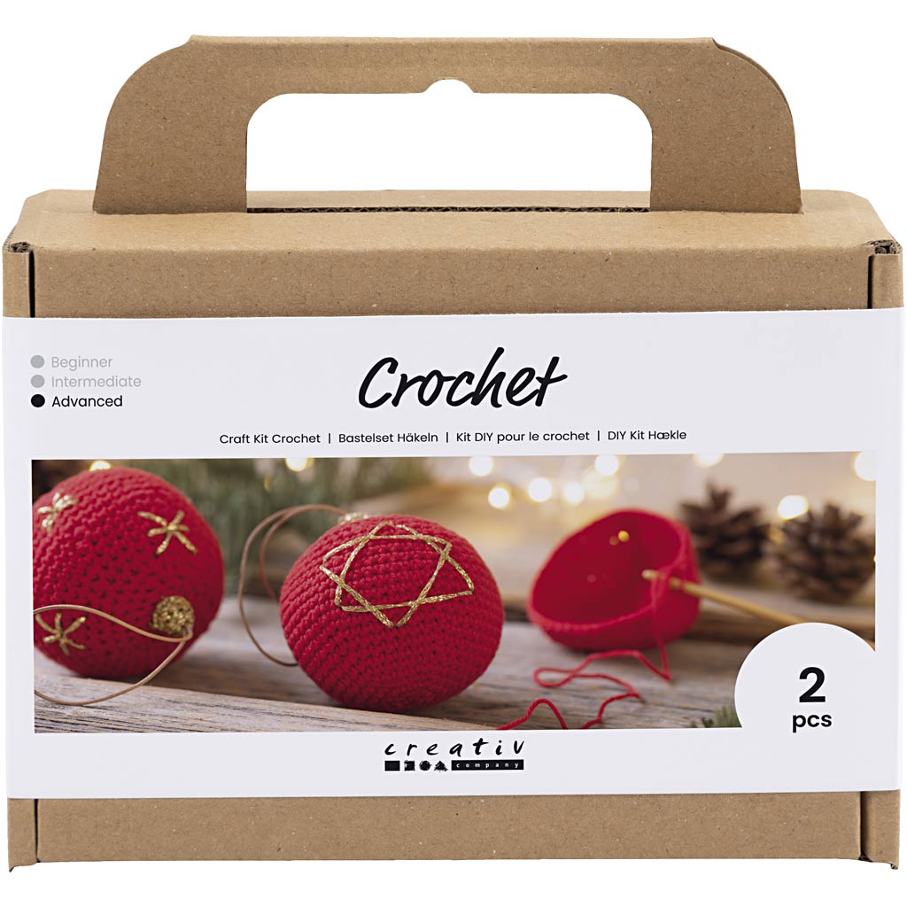 Creativ company hobby set crochet, boules de Noël, rouge, 1 boîte