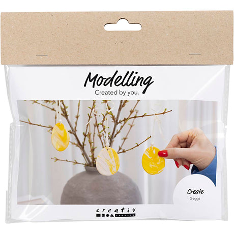 Creativ company mini kit de loisirs pour sculpture, œuf, jaune clair, couleurs pastel, 1 boîte