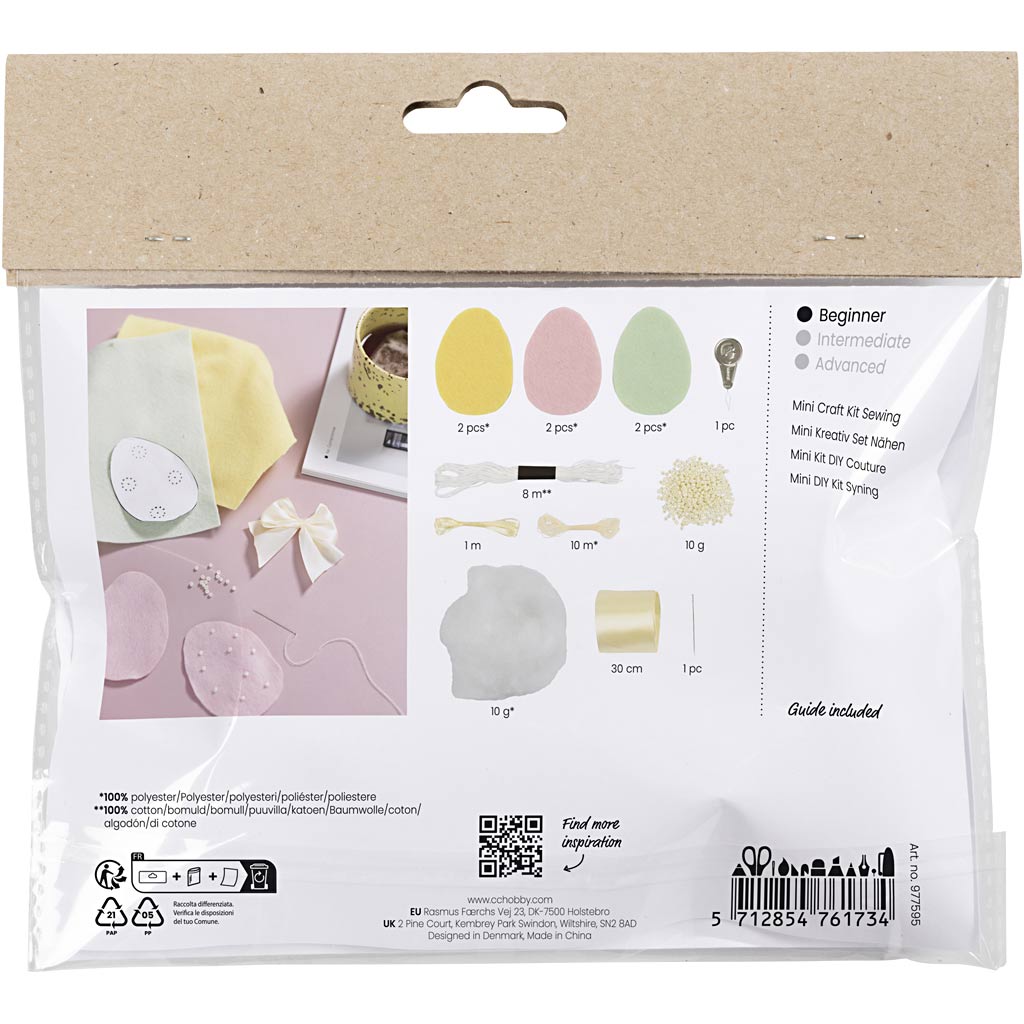Creativ company mini kit de loisirs couture, œufs de Pâques, couleurs pastel, 1 boîte