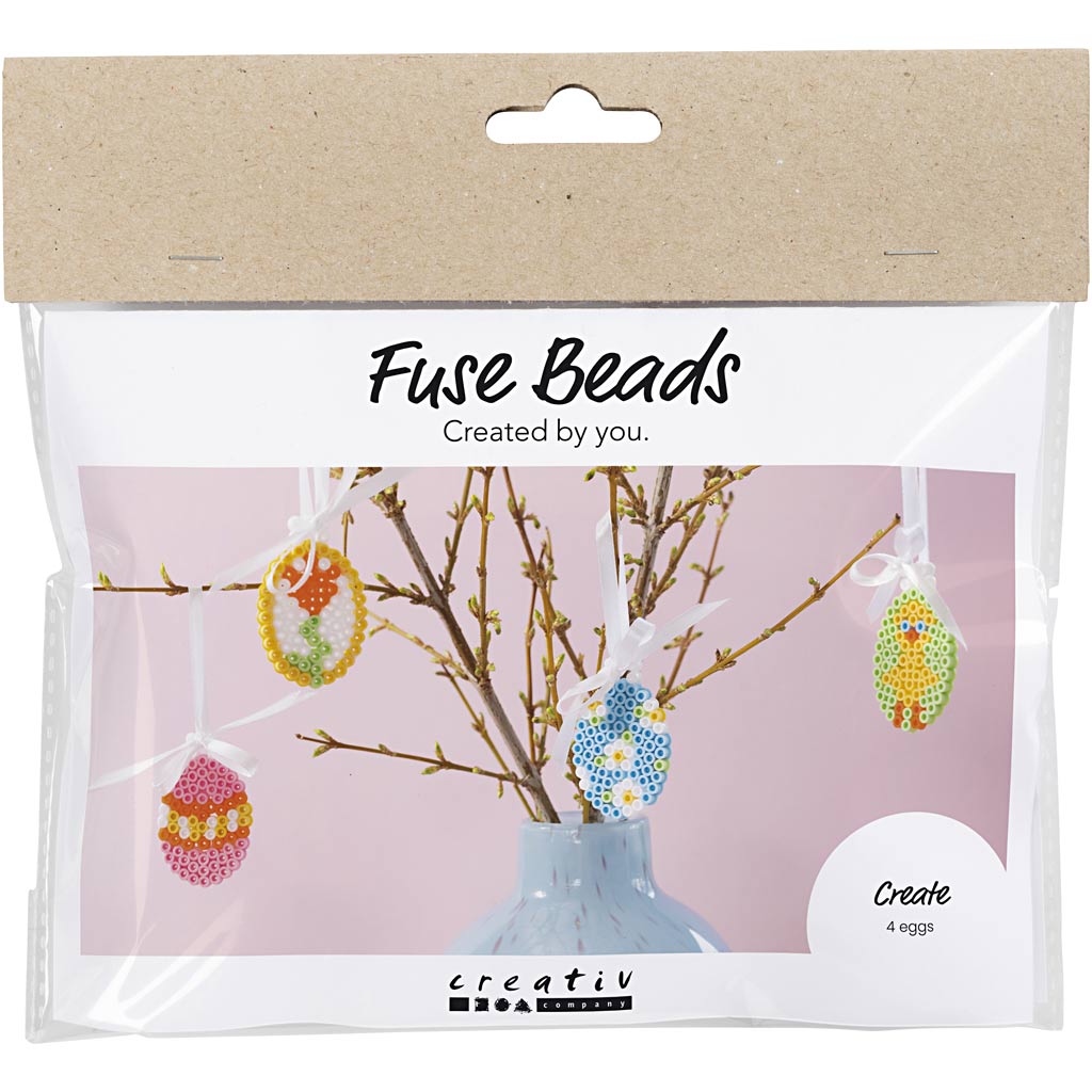 Creativ company mini kit de loisirs perles à repasser, décorations d'œufs à suspendre, différentes couleurs, 1 boîte