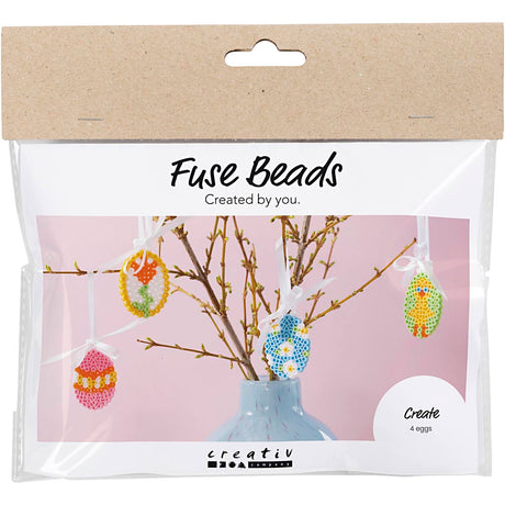 Creativ company mini kit de loisirs perles à repasser, décorations d'œufs à suspendre, différentes couleurs, 1 boîte