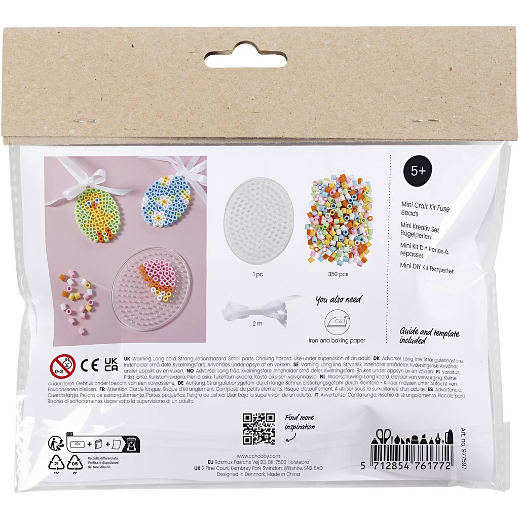 Creativ company mini kit de loisirs perles à repasser, décorations d'œufs à suspendre, différentes couleurs, 1 boîte
