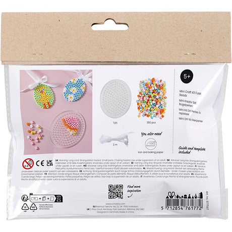 Creativ company mini kit de loisirs perles à repasser, décorations d'œufs à suspendre, différentes couleurs, 1 boîte
