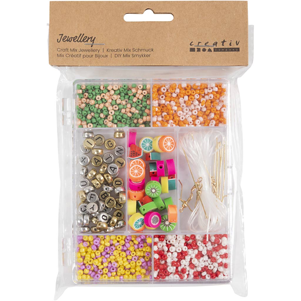 Creativ company boîte créative à bijoux, mélange de fruits, env. Plus de 1600 pièces, couleurs vives, 1 boîte