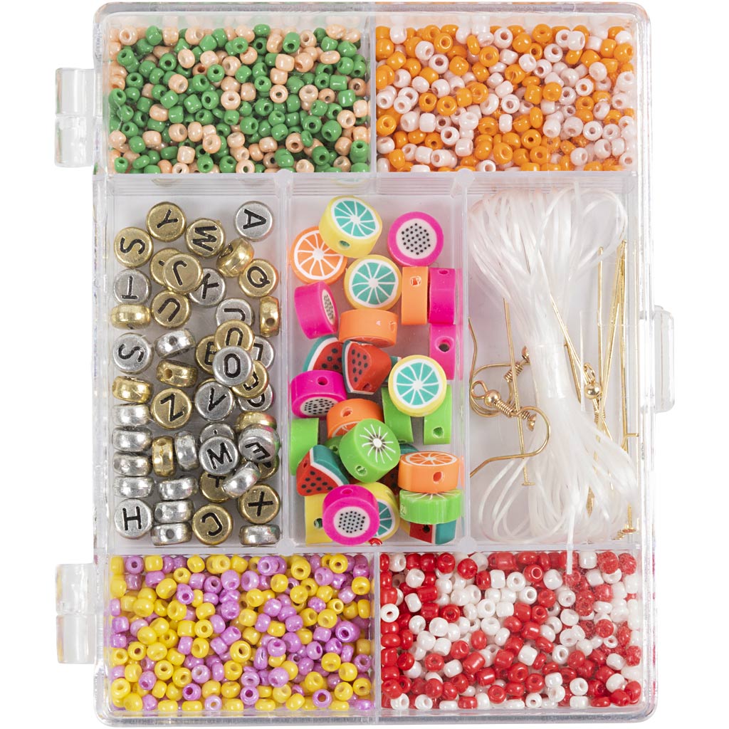 Creativ company boîte créative à bijoux, mélange de fruits, env. Plus de 1600 pièces, couleurs vives, 1 boîte