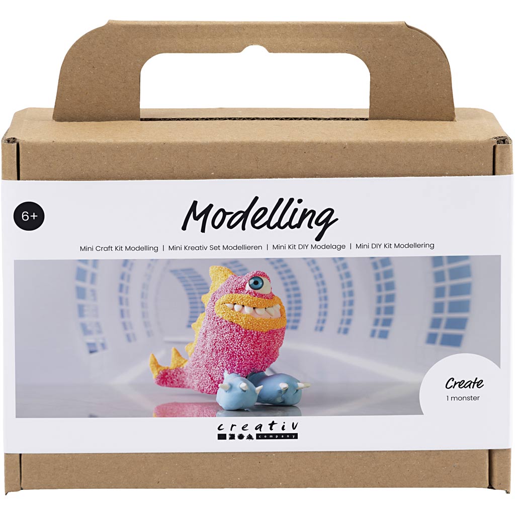 Creativ company mini kit de loisirs sculptant, monstre Freddy, rose fluo, 1 boîte