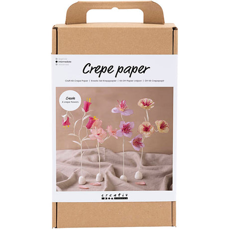Creativ company hobby set papier crépon, fleur, couleurs pastel, 1 boîte