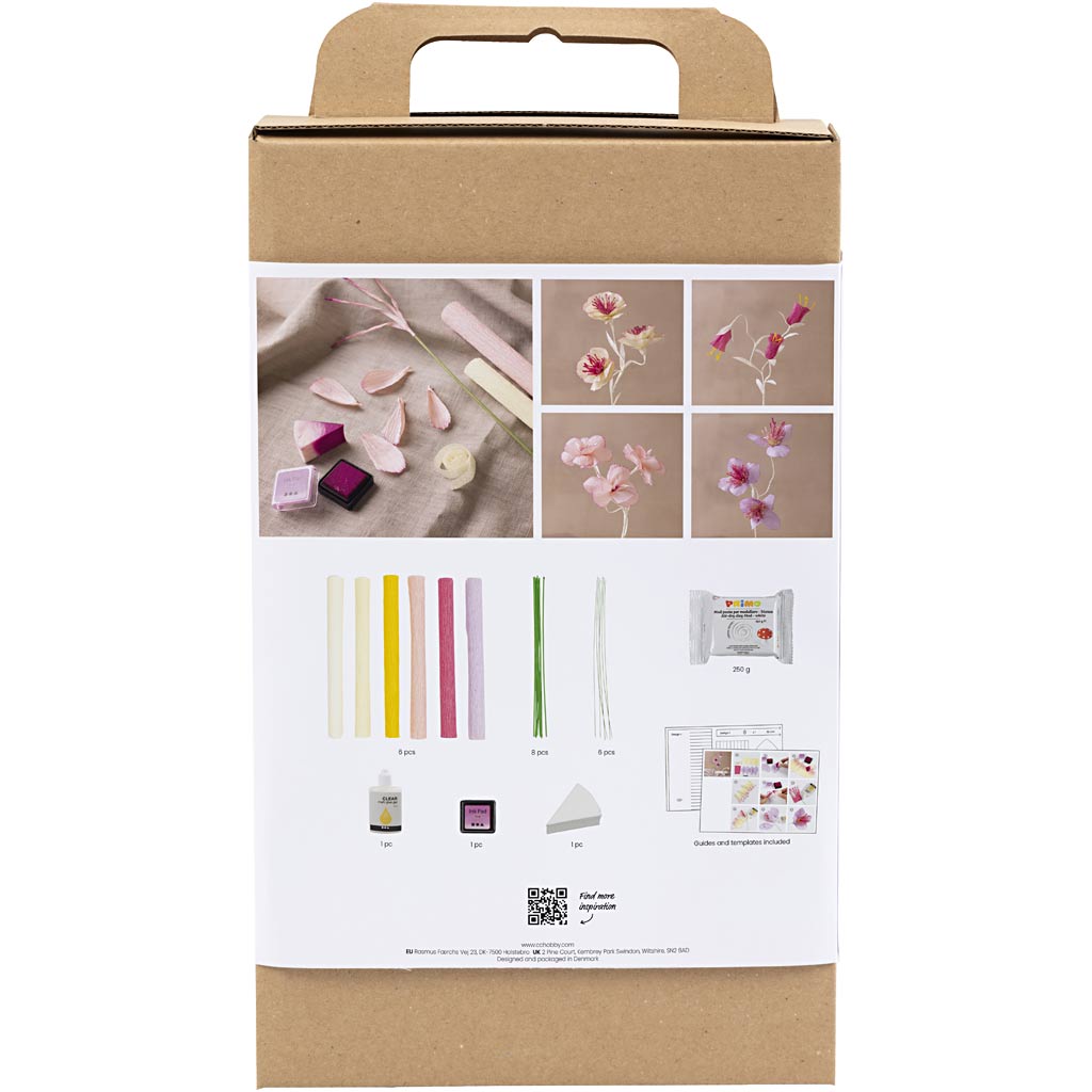 Creativ company hobby set papier crépon, fleur, couleurs pastel, 1 boîte