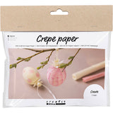 Creativ company mini hobby set papier crépon, œufs, rose clair, jaune clair, 1 boîte