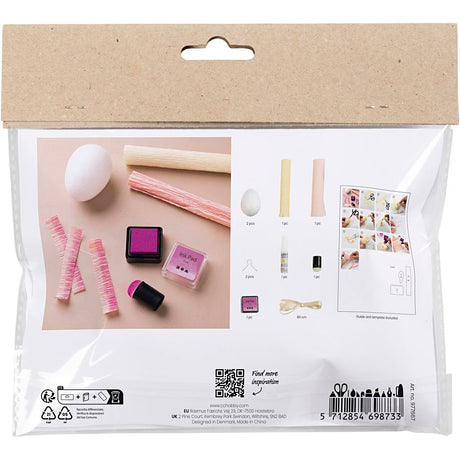 Creativ company mini hobby set papier crépon, œufs, rose clair, jaune clair, 1 boîte