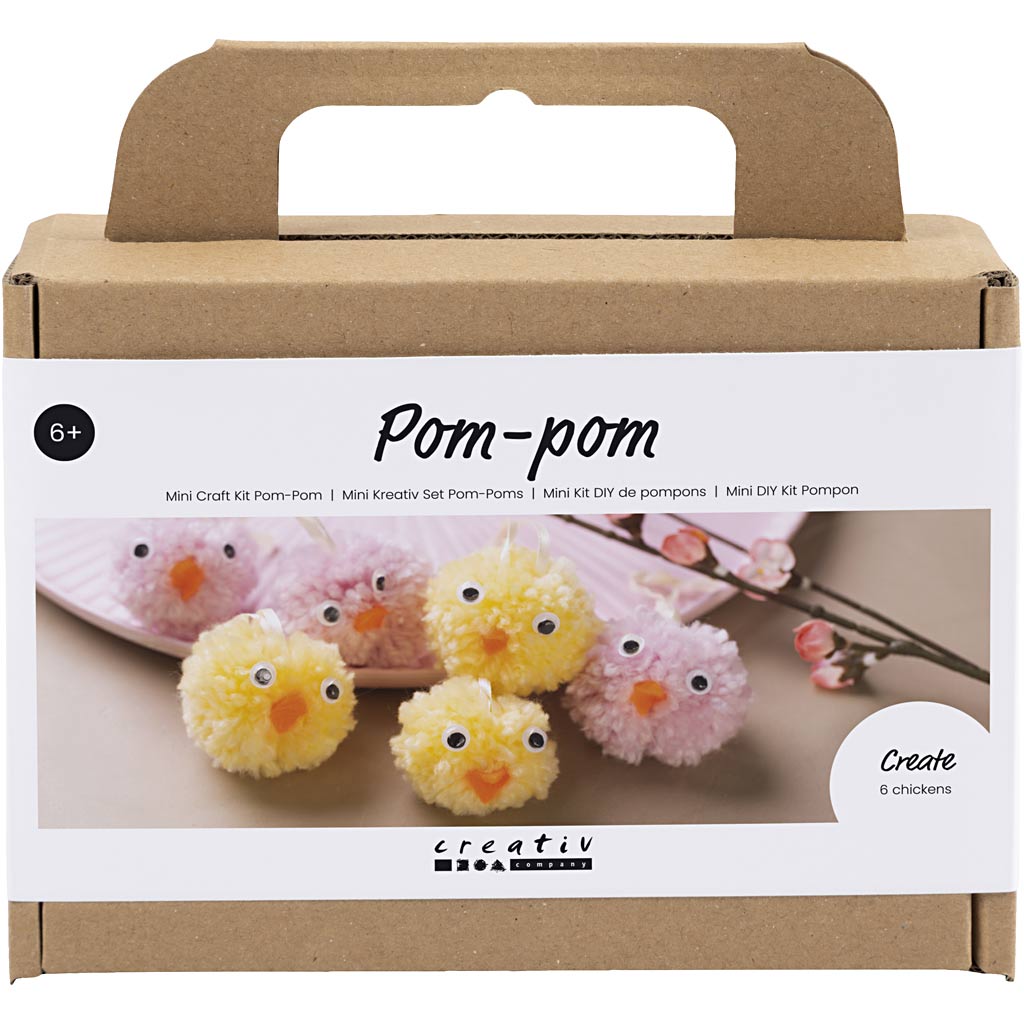 Creativ company mini hobby set pompon, poussins, différentes couleurs, 1 boîte