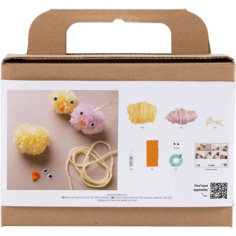 Creativ company mini hobby set pompon, poussins, différentes couleurs, 1 boîte