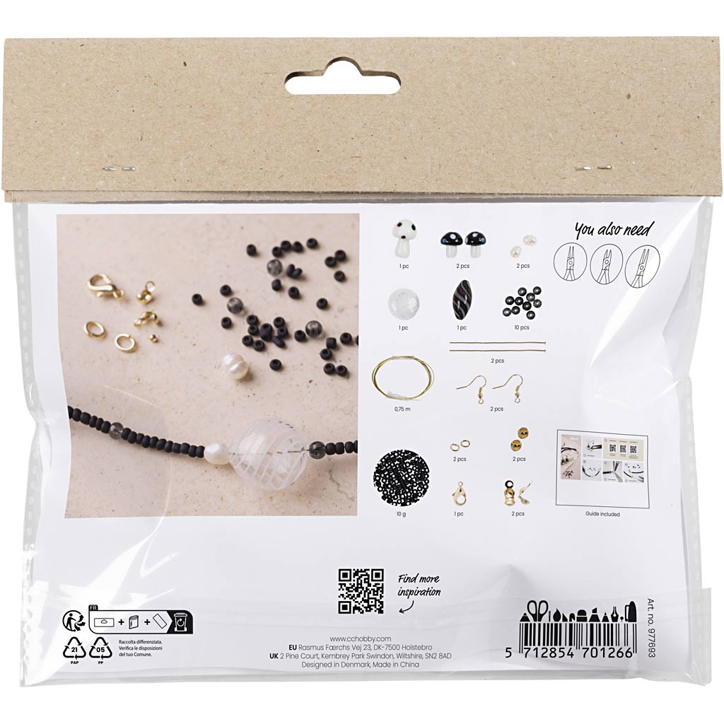 Creativ company mini ensemble de bijoux de passe-temps, collier cool, harmonie noire, 1 boîte