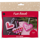 Creativ company mini hobby set perles à repasser, coeurs de Noël, rose, rose clair, rouge primaire, blanc, 1 boîte