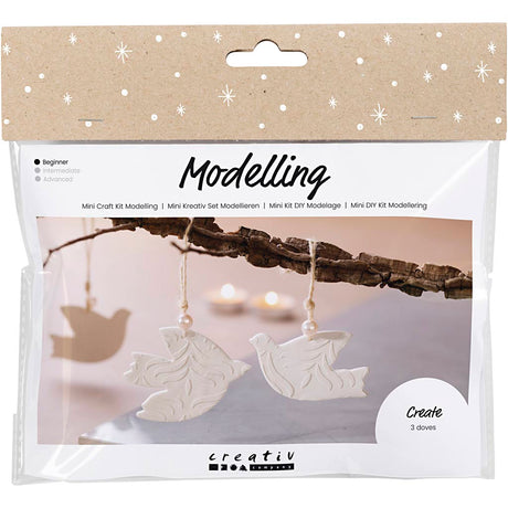 Creativ company mini kit de loisirs sculptant, pigeons, blanc cassé, 1 boîte