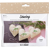 Creativ company mini set de loisirs couture, cœurs, blanc cassé, 1 boîte