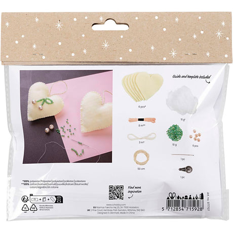 Creativ company mini set de loisirs couture, cœurs, blanc cassé, 1 boîte