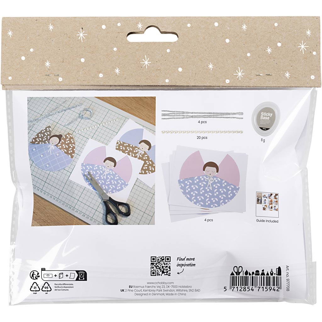 Creativ company mini hobby set décorations en papier, anges, différentes couleurs, 1 boîte