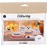 Creativ company mini kit de coloriage, fantômes, noir, orange clair, orange moyen, blanc, 1 boîte